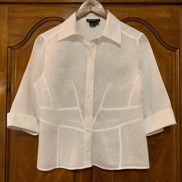 Tracy M Tops - Tracy M 100% Linen Blouse